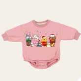 cartoon pooh Christmas Baby Oversized Sweatshirt Romper