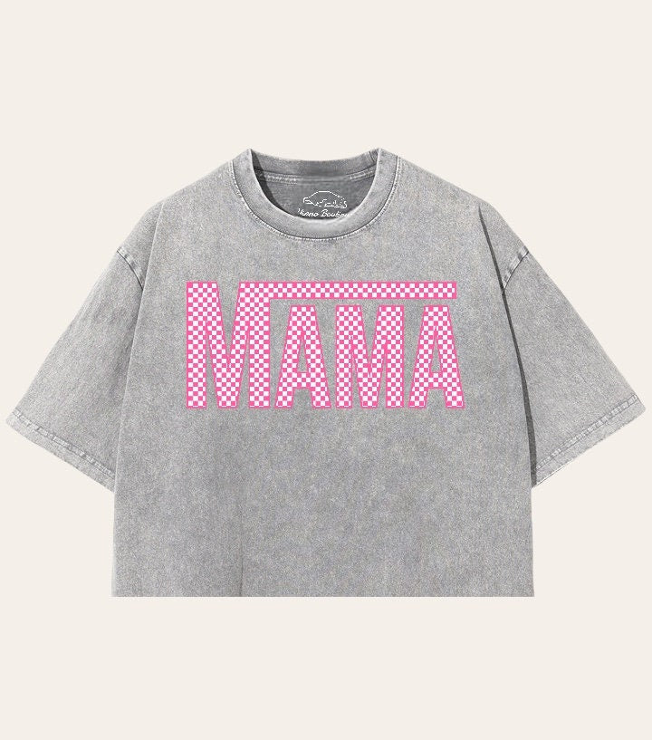 Mama tshirt acid Washed Oversized Crop T-Shirts girl mother shirt cute mom shirt women top gift for her vintage mothers day gift motherhood