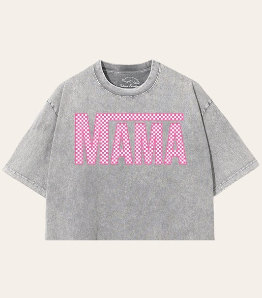 Mama tshirt acid Washed Oversized Crop T-Shirts girl mother shirt cute mom shirt women top gift for her vintage mothers day gift motherhood