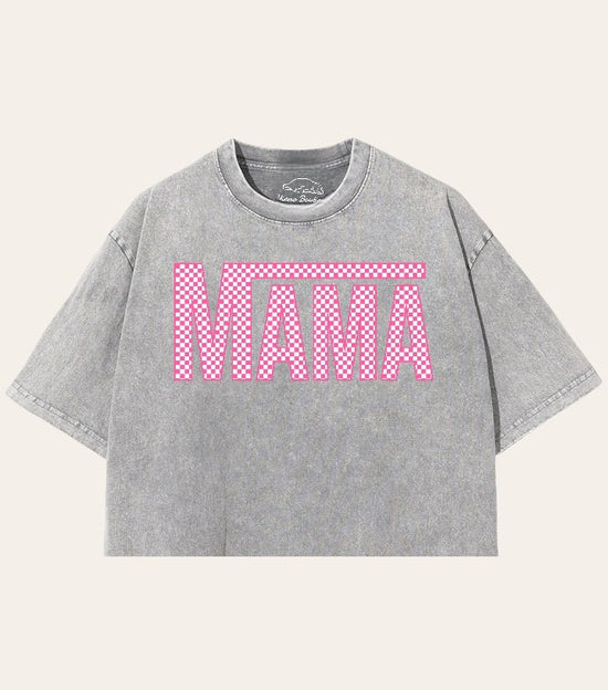 Mama tshirt acid Washed Oversized Crop T-Shirts girl mother shirt cute mom shirt women top gift for her vintage mothers day gift motherhood