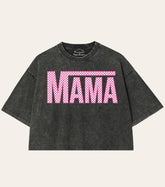 Mama tshirt acid Washed Oversized Crop T-Shirts girl mother shirt cute mom shirt women top gift for her vintage mothers day gift motherhood