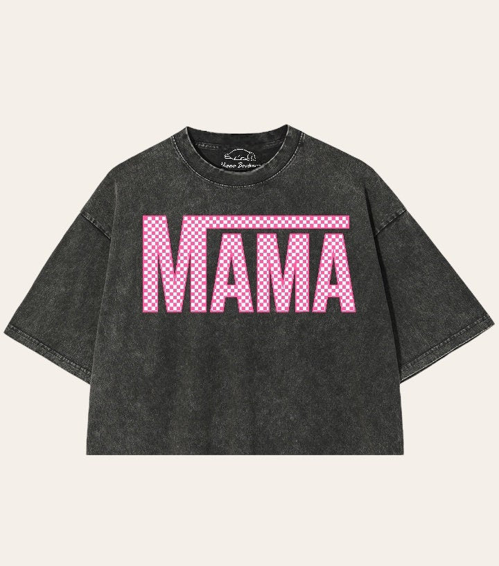 Mama tshirt acid Washed Oversized Crop T-Shirts girl mother shirt cute mom shirt women top gift for her vintage mothers day gift motherhood