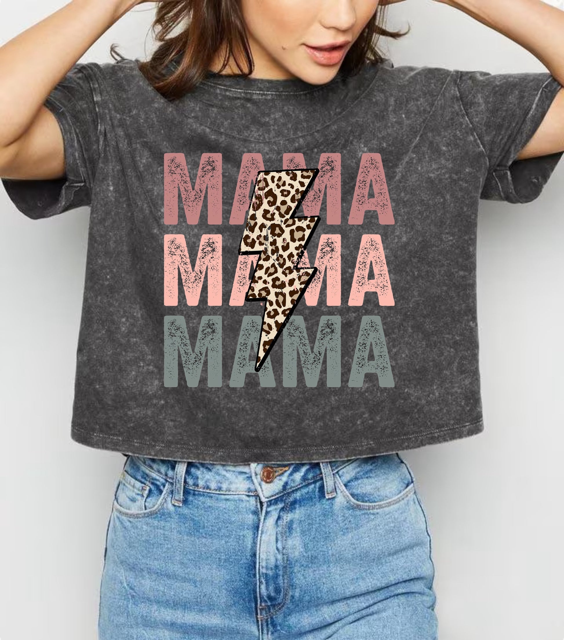 Retro Mama tshirt Washed Oversized Crop T-Shirts girl mother shirt cut –  Hippo Boutique