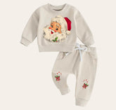 Vintage christmas Baby Outfit set sweatshirt and pants baby clothes soft Santa baby girl boy / baby shower baby gift toddler clothes sweater