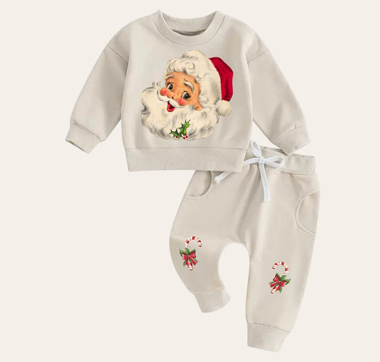 Vintage christmas Baby Outfit set sweatshirt and pants baby clothes soft Santa baby girl boy / baby shower baby gift toddler clothes sweater