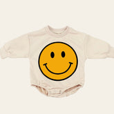Retro smile Baby Oversized Sweatshirt Romper / bubble / onesie / baby clothes / baby girl / baby gift / outfit / crewneck
