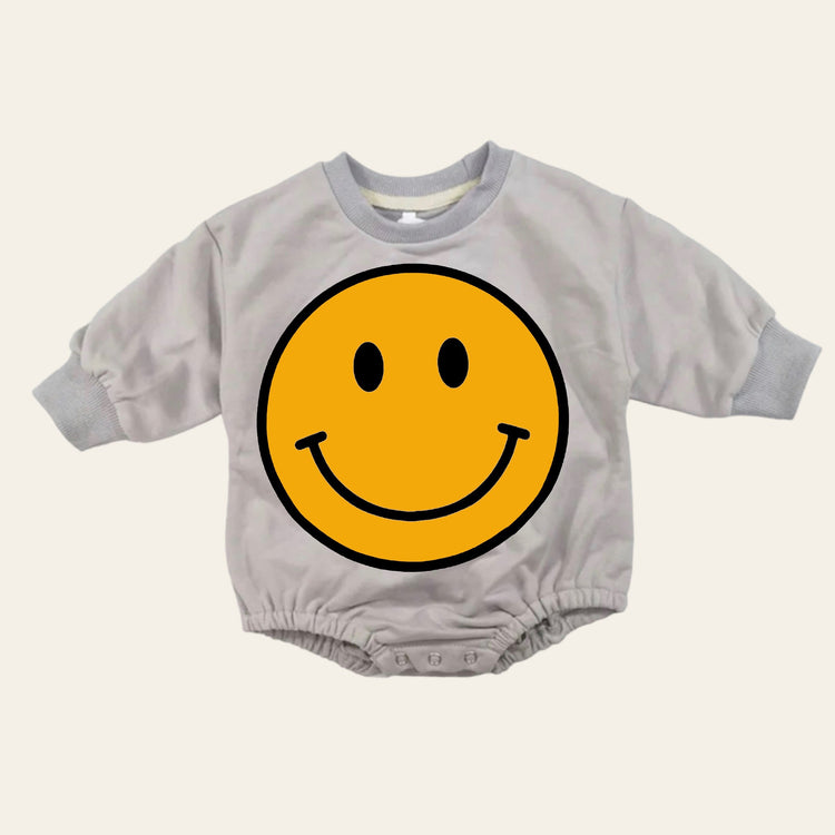 Retro smile Baby Oversized Sweatshirt Romper / bubble / onesie / baby clothes / baby girl / baby gift / outfit / crewneck