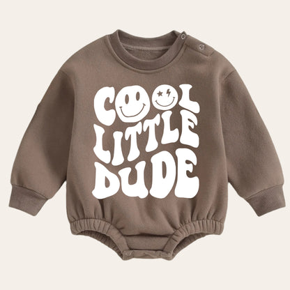 cool dude warm fleece Baby boy Oversized Sweatshirt Romper / bubble / onesie / baby clothes / baby girl / baby boy / outfit / gift