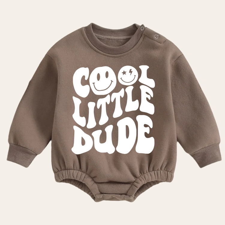 cool dude warm fleece Baby boy Oversized Sweatshirt Romper / bubble / onesie / baby clothes / baby girl / baby boy / outfit / gift