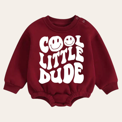 cool dude warm fleece Baby boy Oversized Sweatshirt Romper / bubble / onesie / baby clothes / baby girl / baby boy / outfit / gift