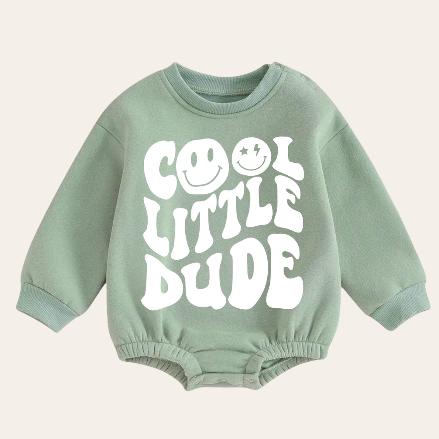 cool dude warm fleece Baby boy Oversized Sweatshirt Romper / bubble / onesie / baby clothes / baby girl / baby boy / outfit / gift