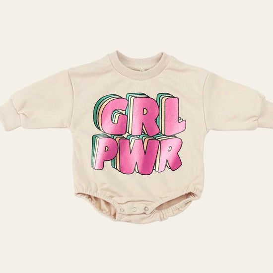 Baby and kids girl power Soft Sweatshirt ROMPER bodysuit baby clothes sweatshirt crewneck newborn baby girl infant bubble onesie boy