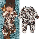 Cow Print Zip Up Romper