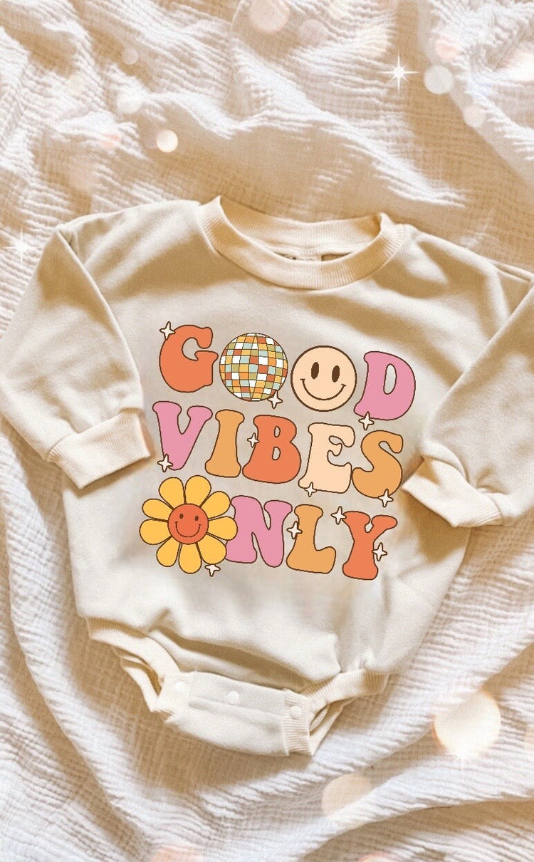 Good vibes Baby Sweatshirt ROMPER bodysuit baby clothes sweatshirt/crewneck /newborn/baby girl/infant/bubble onesie/boy baby gift