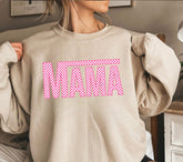 Pink checkered mama womens CREWNECK Sweatshirts & hoodies | women’s sweatshirt / gift for her / sweater | fall | comfy / soft