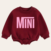 Pink checkered mini warm fleece Baby girl Oversized Sweatshirt Romper / bubble / onesie / baby clothes / newborn / baby boy / outfit / gift