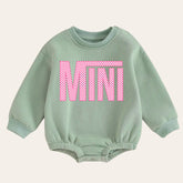 Pink checkered mini warm fleece Baby girl Oversized Sweatshirt Romper / bubble / onesie / baby clothes / newborn / baby boy / outfit / gift