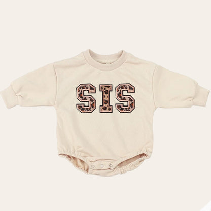 Big sis lil sis Baby girl Oversized Sweatshirt Romper fuzzy patch / onesie / baby clothes / baby girl / baby gift / outfit / crewneck