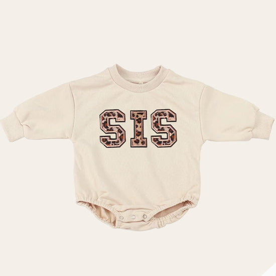 Big sis lil sis Baby girl Oversized Sweatshirt Romper fuzzy patch / onesie / baby clothes / baby girl / baby gift / outfit / crewneck