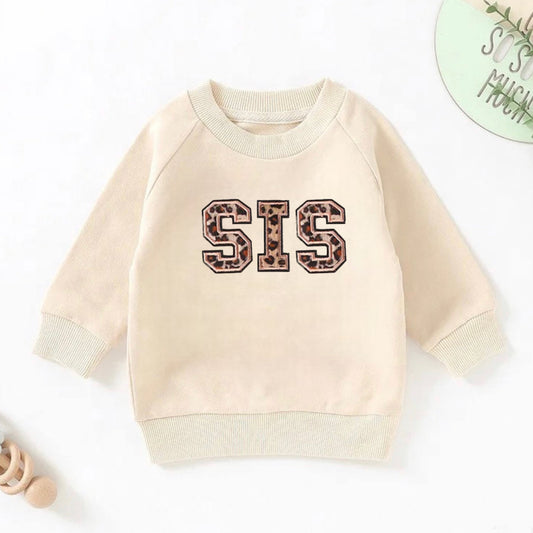 Leopard big sis lil sis sister baby girl crewneck sweatshirt soft newborn sweater / infant / baby clothes / baby gift / newborn crewneck