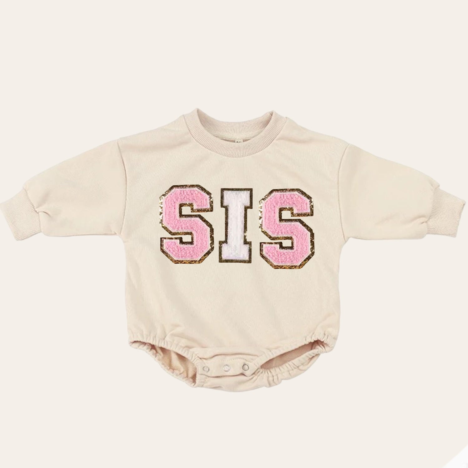 Big sis lil sis Baby girl Oversized Sweatshirt Romper fuzzy patch / onesie / baby clothes / baby girl / baby gift / outfit / crewneck