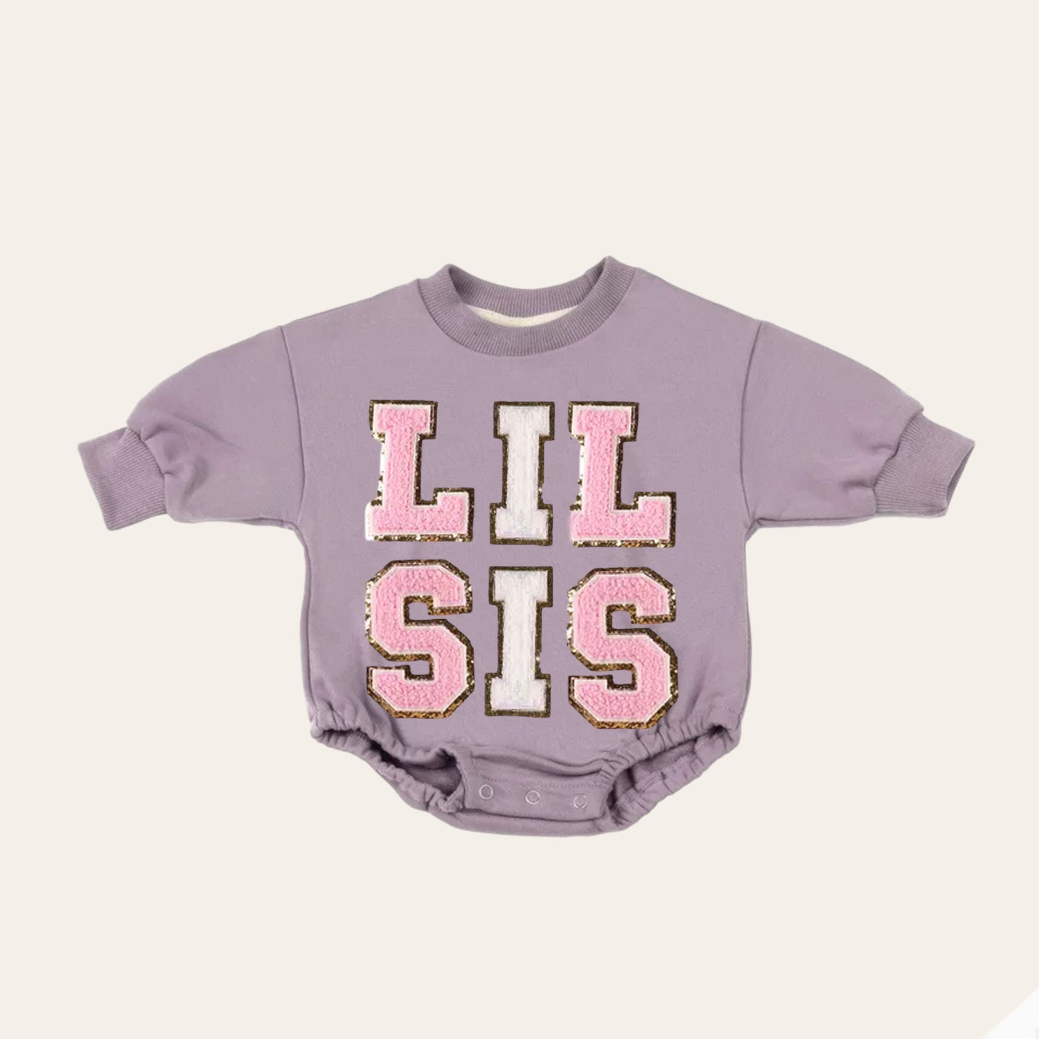 Big sis lil sis Baby girl Oversized Sweatshirt Romper fuzzy patch / onesie / baby clothes / baby girl / baby gift / outfit / crewneck