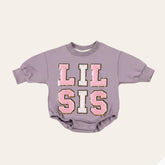 Big sis lil sis Baby girl Oversized Sweatshirt Romper fuzzy patch / onesie / baby clothes / baby girl / baby gift / outfit / crewneck