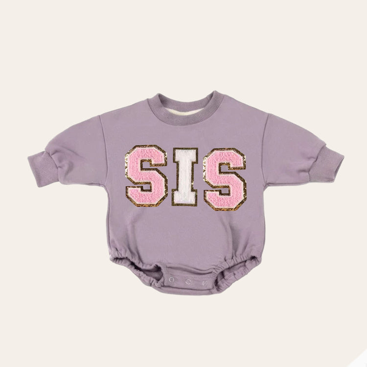 Big sis lil sis Baby girl Oversized Sweatshirt Romper fuzzy patch / onesie / baby clothes / baby girl / baby gift / outfit / crewneck