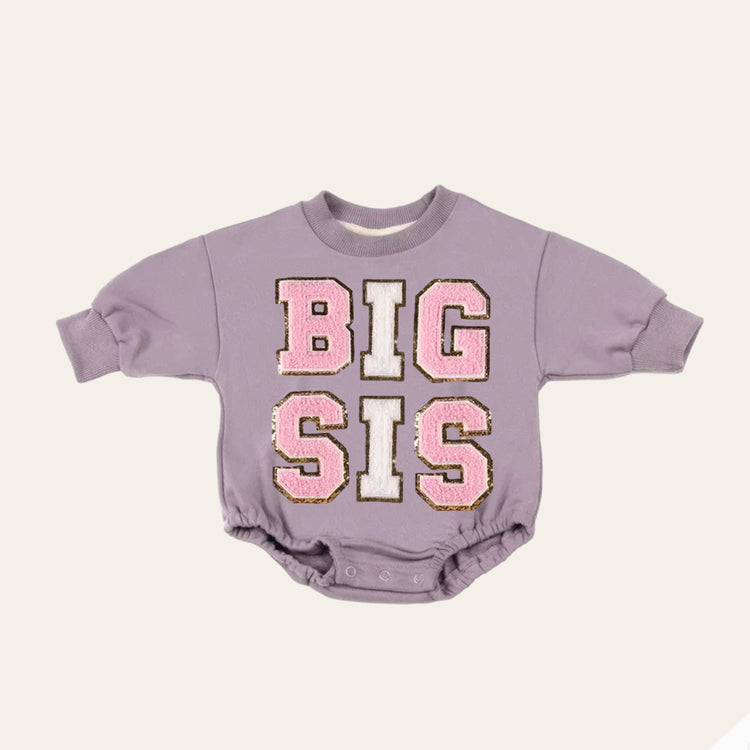 Big sis lil sis Baby girl Oversized Sweatshirt Romper fuzzy patch / onesie / baby clothes / baby girl / baby gift / outfit / crewneck