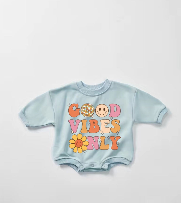 Good vibes Baby Sweatshirt ROMPER bodysuit baby clothes sweatshirt/crewneck /newborn/baby girl/infant/bubble onesie/boy baby gift