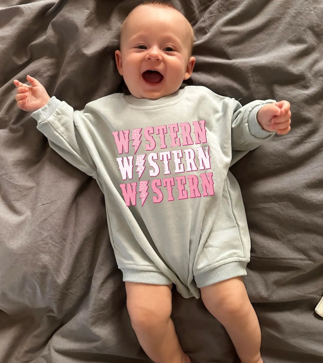 pink Baby western Sweatshirt ROMPER baby clothes sweatshirt/crewneck /newborn/baby girl/infant/bubble onesie/boy baby gift / leopard