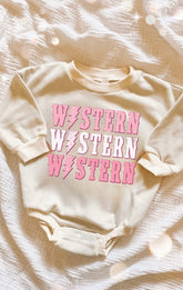 pink Baby western Sweatshirt ROMPER baby clothes sweatshirt/crewneck /newborn/baby girl/infant/bubble onesie/boy baby gift / leopard