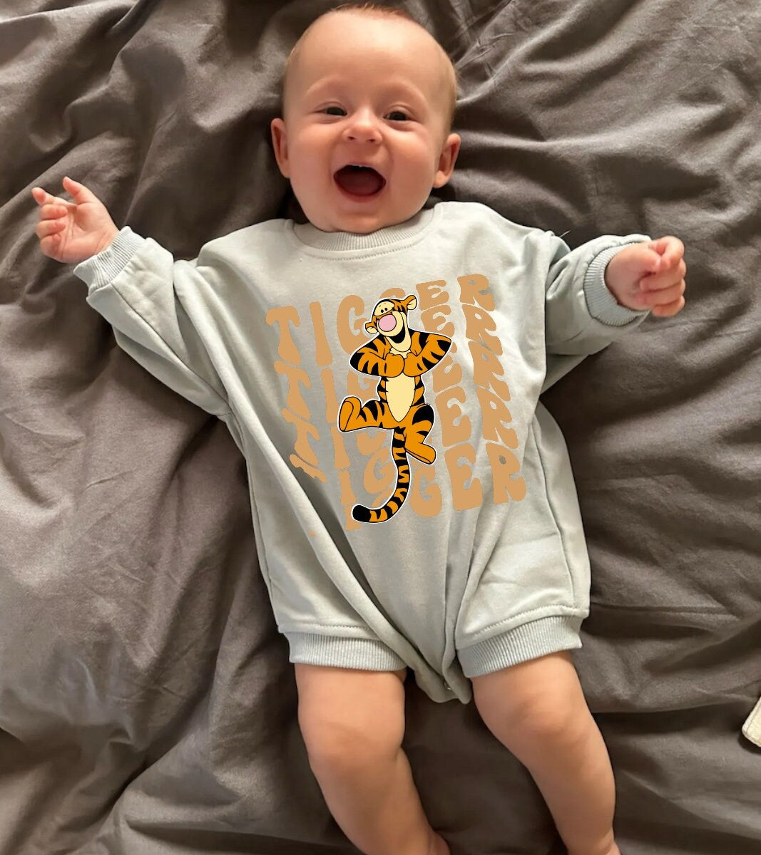 Baby Tiger Sweatshirt Romper Hippo Boutique