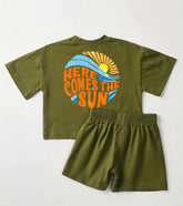 Sun Baby toddler 100% cotton outfit, baby Clothing set, shirt, shorts, baby girl , baby clothes, baby shower, gift, baby boy, retro kids