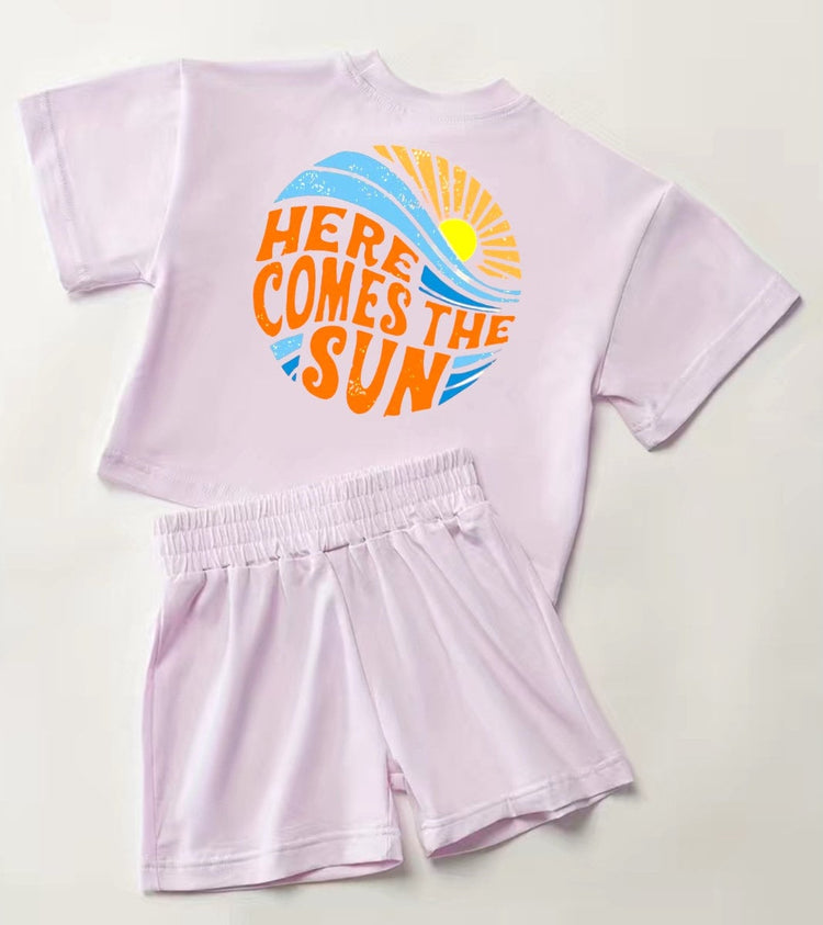 Sun Baby toddler 100% cotton outfit, baby Clothing set, shirt, shorts, baby girl , baby clothes, baby shower, gift, baby boy, retro kids