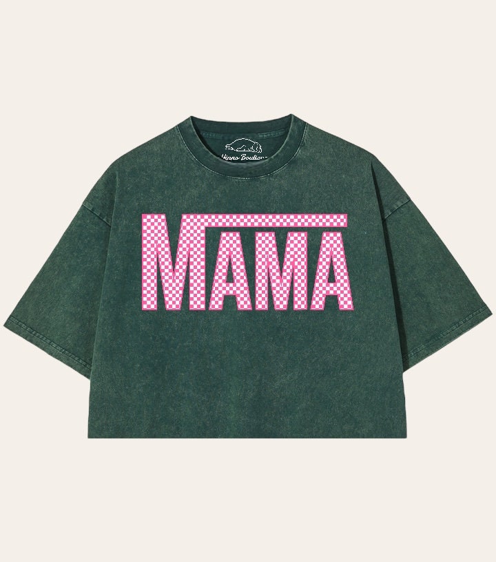 Mama tshirt acid Washed Oversized Crop T-Shirts girl mother shirt cute mom shirt women top gift for her vintage mothers day gift motherhood