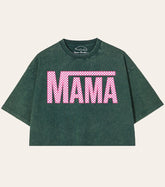 Mama tshirt acid Washed Oversized Crop T-Shirts girl mother shirt cute mom shirt women top gift for her vintage mothers day gift motherhood