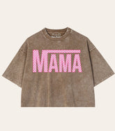 Mama tshirt acid Washed Oversized Crop T-Shirts girl mother shirt cute mom shirt women top gift for her vintage mothers day gift motherhood