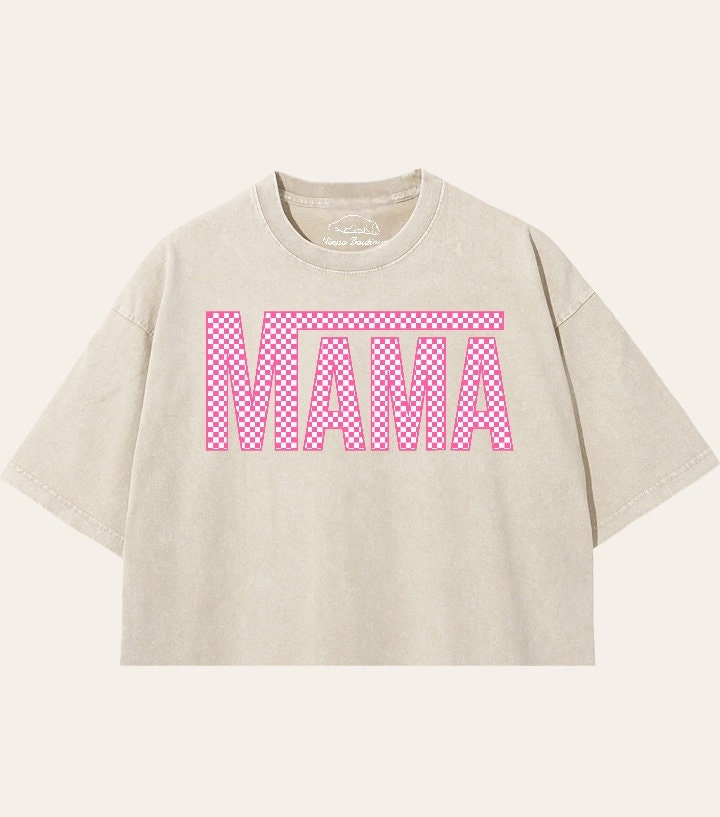 Mama tshirt acid Washed Oversized Crop T-Shirts girl mother shirt cute mom shirt women top gift for her vintage mothers day gift motherhood