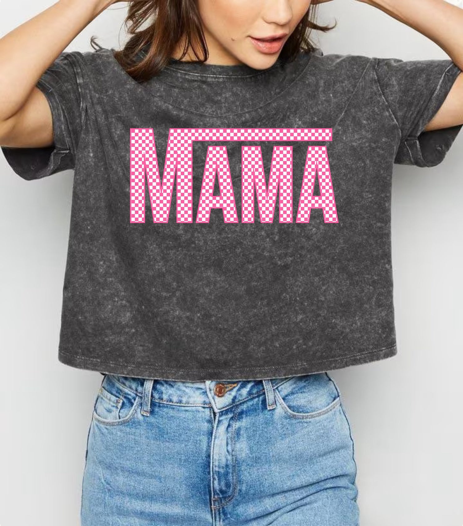 Mama tshirt acid Washed Oversized Crop T-Shirts girl mother shirt cute mom shirt women top gift for her vintage mothers day gift motherhood