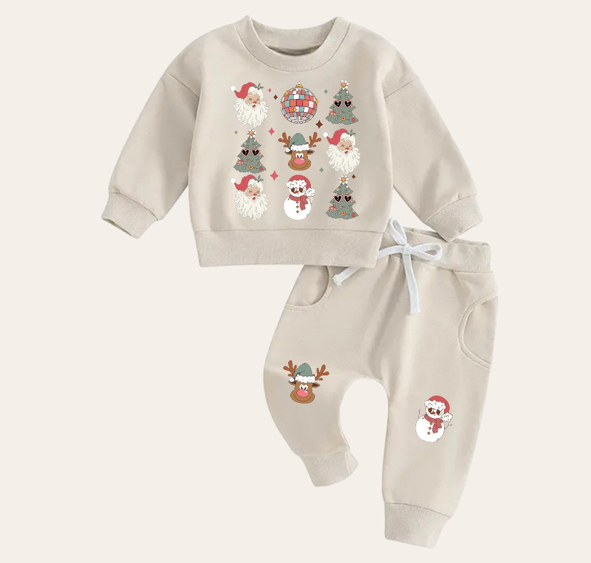 Retro christmas Baby Outfit set sweatshirt and pants baby clothes soft baby girl boy baby shower baby gift toddler clothes sweater newborn