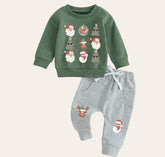 Retro christmas Baby Outfit set sweatshirt and pants baby clothes soft baby girl boy baby shower baby gift toddler clothes sweater newborn