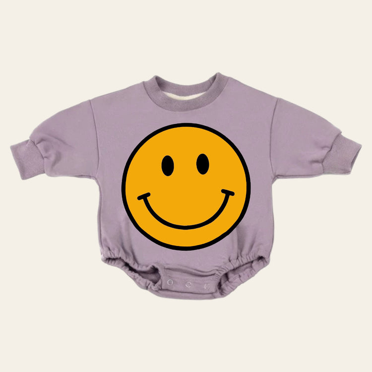 Retro smile Baby Oversized Sweatshirt Romper / bubble / onesie / baby clothes / baby girl / baby gift / outfit / crewneck