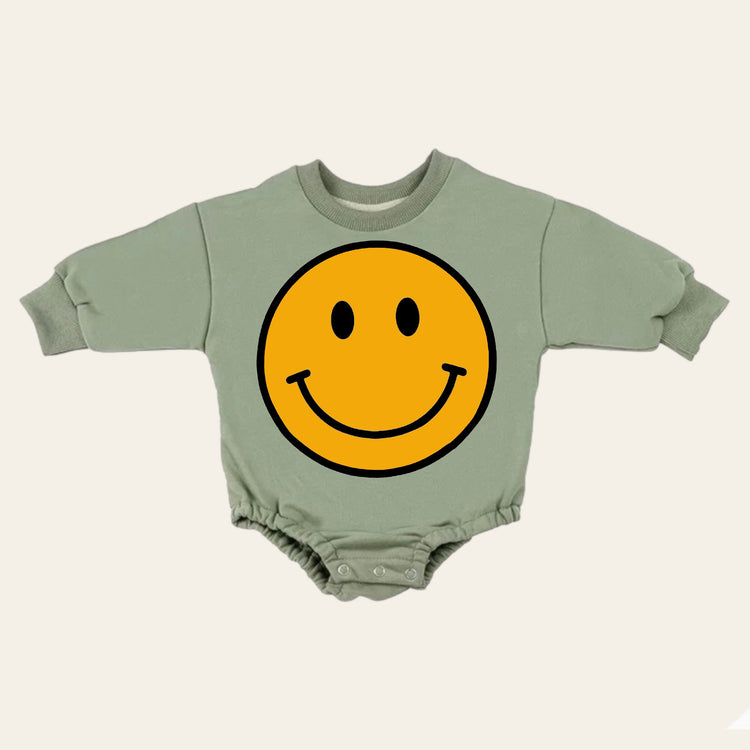 Retro smile Baby Oversized Sweatshirt Romper / bubble / onesie / baby clothes / baby girl / baby gift / outfit / crewneck