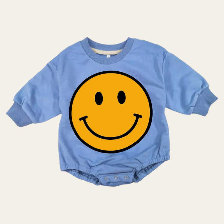 Retro smile Baby Oversized Sweatshirt Romper / bubble / onesie / baby clothes / baby girl / baby gift / outfit / crewneck
