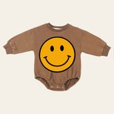 Retro smile Baby Oversized Sweatshirt Romper / bubble / onesie / baby clothes / baby girl / baby gift / outfit / crewneck