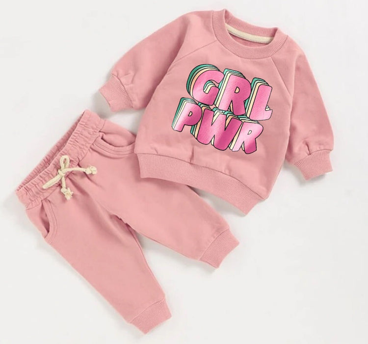 French Terry toddler Baby girl Outfit set sweatshirt & pants / baby clothes newborn / baby girl boy / baby shower baby gift