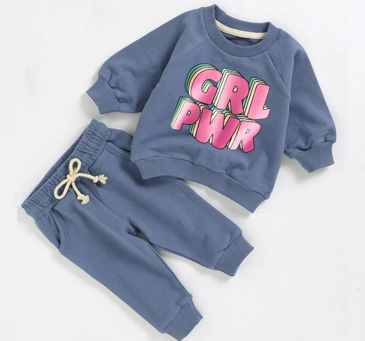 French Terry toddler Baby girl Outfit set sweatshirt & pants / baby clothes newborn / baby girl boy / baby shower baby gift
