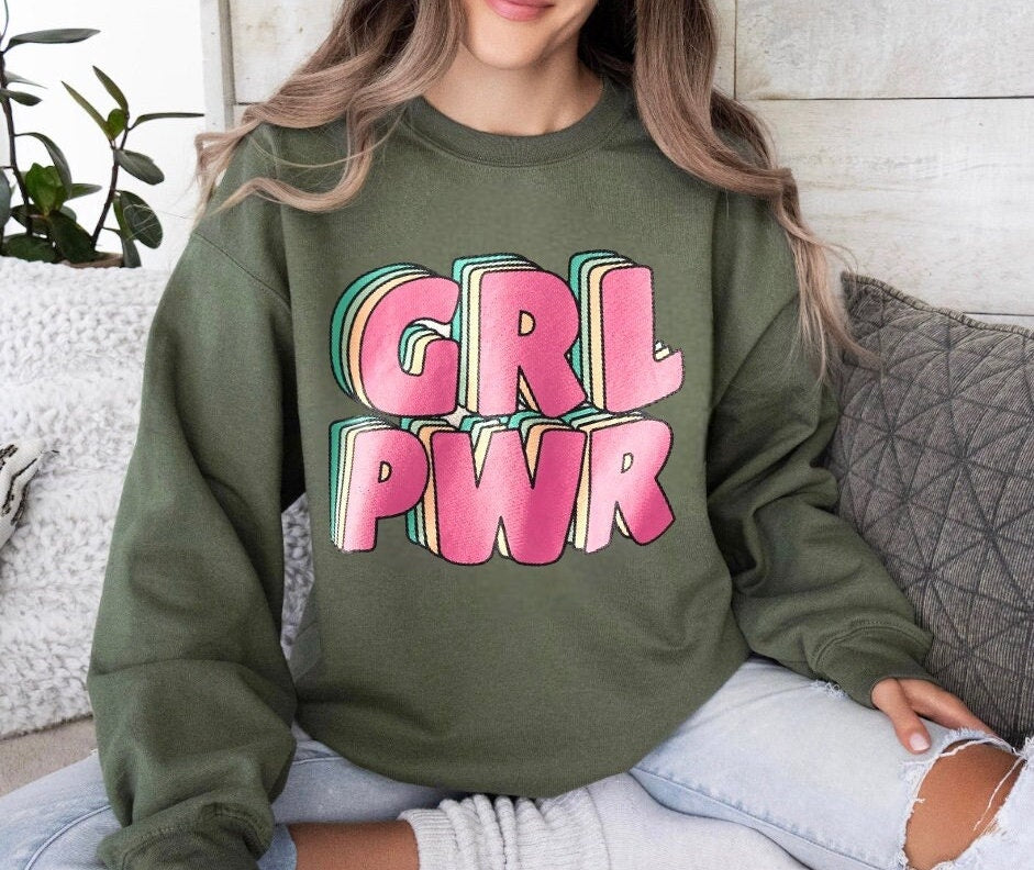 Womens girl power crewneck sweatshirt or hoodies girl sweater gift for her matching mama and baby girl