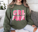 Womens girl power crewneck sweatshirt or hoodies girl sweater gift for her matching mama and baby girl